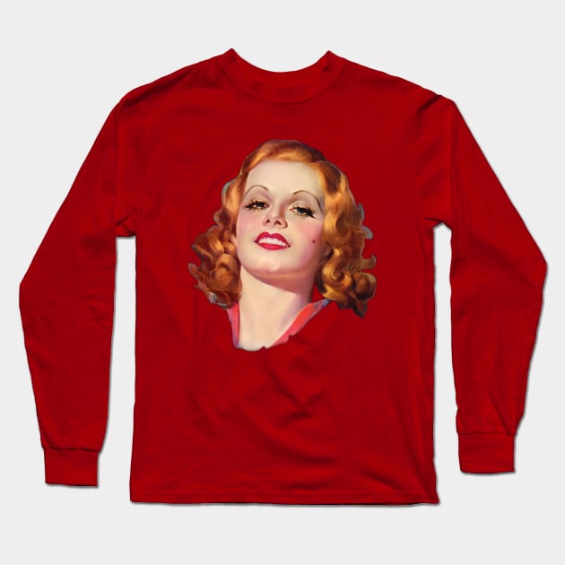 Jean Harlow - Red Head Long Sleeve T-Shirt by wildzerouk